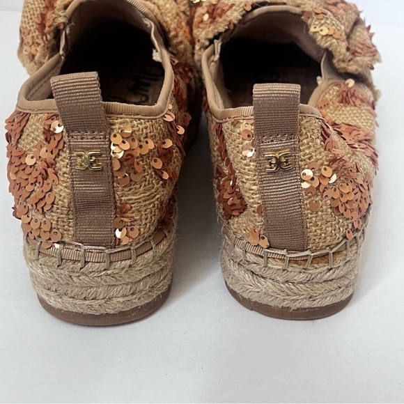 Sam Edelman Women's Cabrera Platform Burlap Gold Sequin Size 10 ⬇️ - Picture 8 of 8